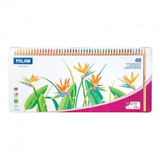 Набор цветных карандашей 48 цветов с толстым грифелем, Ø 3,5 мм в металлическом пенале, Milan