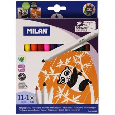 Набор фломастеров MILAN, 12 цветов, Eraseable, конус 80093 Набор фломастеров MILAN, 12 цветов, Eraseable, конус 80093