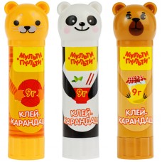 Клей-карандаш Мульти-Пульти, 09г, колпачок в форме животного