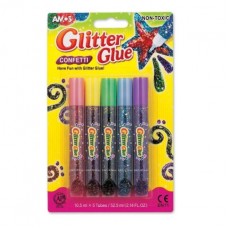 Клей-краски AMOS Confetti с блестка (5цв х 10,5мл)