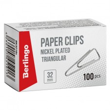 Скрепки 32 мм, Berlingo, (100 штук), треугольные, никелерованные