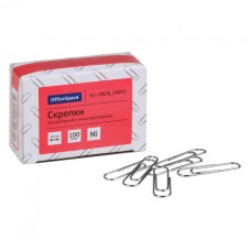 Скрепки 28 мм, OfficeSpace, 100 шт, круглые, никелерованные