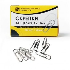 Скрепки №2, жесткие, 100 шт.