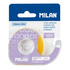 Скотч канцелярский в диспенсере 12мм x 33м MILAN, прозрачный