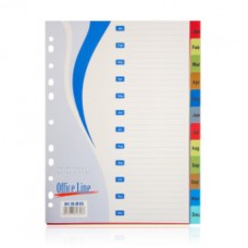 Календарный пластиковый индекс разделитель OfficeLine, Jan-Dec, 12 штук